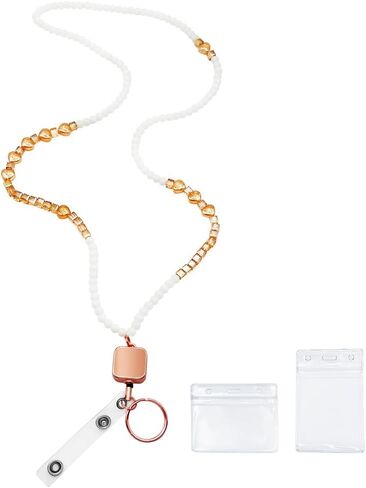 Long Lanyard لـ ID Badge ، معلم لطيف معرف Lanyard للبنات مع حامل الهوية الأفقية والرأسية ، هدية جميلة للمستشار الشنيع مع بكرة قابلة للسحب (أسود) in Saudi Arabia
