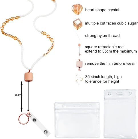 Long Lanyard لـ ID Badge ، معلم لطيف معرف Lanyard للبنات مع حامل الهوية الأفقية والرأسية ، هدية جميلة للمستشار الشنيع مع بكرة قابلة للسحب (أسود) in Saudi Arabia