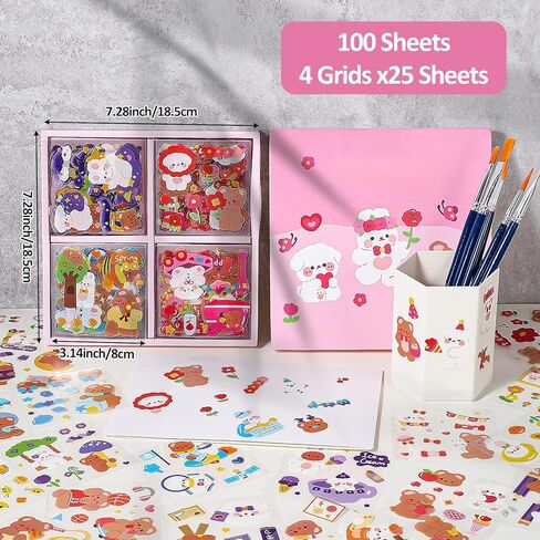 100 PCS لطيف كرتون أرنب الدب ملصقات واضحة لخلاصات الحيوانات الأليفة لوازم مستلزمات مقاومة للماء kawaii ملصقات المرح العصرية ملصق الحيوانات لمخططي زجاجة المياه مجلة مجلة الألبوم التقويم. in Kuwait