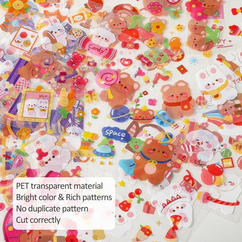 100 PCS لطيف كرتون أرنب الدب ملصقات واضحة لخلاصات الحيوانات الأليفة لوازم مستلزمات مقاومة للماء kawaii ملصقات المرح العصرية ملصق الحيوانات لمخططي زجاجة المياه مجلة مجلة الألبوم التقويم. in Kuwait