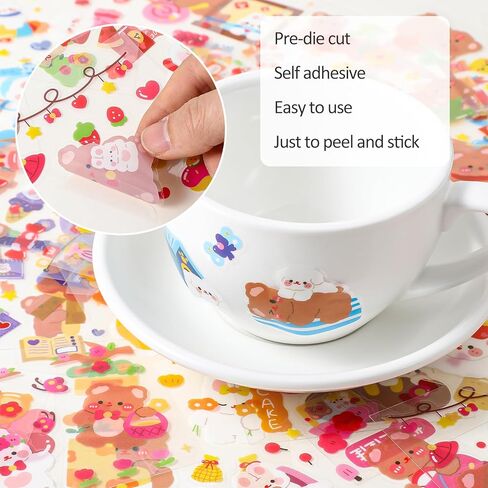 100 PCS لطيف كرتون أرنب الدب ملصقات واضحة لخلاصات الحيوانات الأليفة لوازم مستلزمات مقاومة للماء kawaii ملصقات المرح العصرية ملصق الحيوانات لمخططي زجاجة المياه مجلة مجلة الألبوم التقويم. in Kuwait