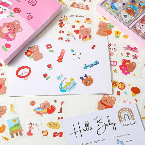 100 PCS لطيف كرتون أرنب الدب ملصقات واضحة لخلاصات الحيوانات الأليفة لوازم مستلزمات مقاومة للماء kawaii ملصقات المرح العصرية ملصق الحيوانات لمخططي زجاجة المياه مجلة مجلة الألبوم التقويم. in Kuwait