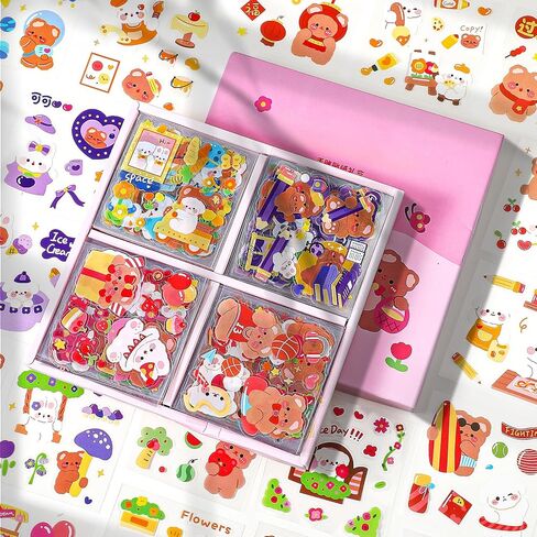 100 PCS لطيف كرتون أرنب الدب ملصقات واضحة لخلاصات الحيوانات الأليفة لوازم مستلزمات مقاومة للماء kawaii ملصقات المرح العصرية ملصق الحيوانات لمخططي زجاجة المياه مجلة مجلة الألبوم التقويم. in Kuwait