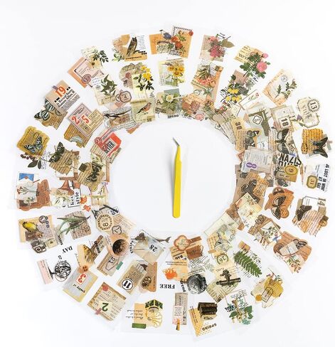 ملصقات سجل قصاصات Alideco Vintage قم بتعيين كتاب ملصقات زهور للأشخاص الرجعية للكبار ملصقات Journess Journess for Scrapbooking Tweezer 20sheets/160pcs (Xiayuqianshuo) in Saudi Arabia