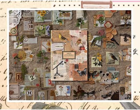 ملصقات سجل قصاصات Alideco Vintage قم بتعيين كتاب ملصقات زهور للأشخاص الرجعية للكبار ملصقات Journess Journess for Scrapbooking Tweezer 20sheets/160pcs (Xiayuqianshuo) in Saudi Arabia