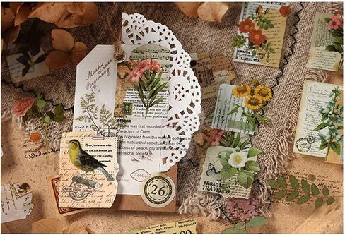 ملصقات سجل قصاصات Alideco Vintage قم بتعيين كتاب ملصقات زهور للأشخاص الرجعية للكبار ملصقات Journess Journess for Scrapbooking Tweezer 20sheets/160pcs (Xiayuqianshuo) in Saudi Arabia