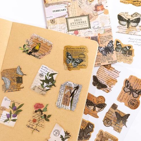 ملصقات سجل قصاصات Alideco Vintage قم بتعيين كتاب ملصقات زهور للأشخاص الرجعية للكبار ملصقات Journess Journess for Scrapbooking Tweezer 20sheets/160pcs (Xiayuqianshuo) in Saudi Arabia