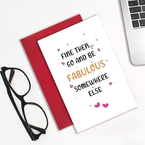 Funny Leaving Card for Coworker Colleague, Cute Farewell Card for Bestie Work, Humor Retirement Going Away Card for Him Her, Fine Be Fabulous Somewhere Else in Saudi Arabia