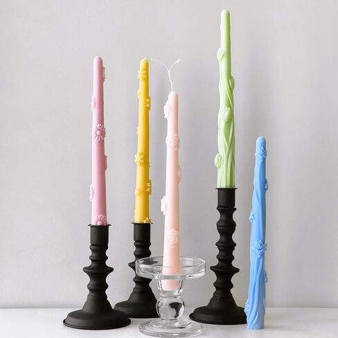 Long Cylindrical Folwer Silicone Mold, Taper Embossed Candle Mold for Soap Soy Wax DIY Handcraft, Long Classic Resin Mold Gift Wedding Party Festive Days Home Decoration (Peony) in Kuwait