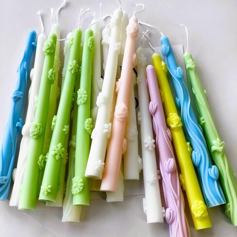 Long Cylindrical Folwer Silicone Mold, Taper Embossed Candle Mold for Soap Soy Wax DIY Handcraft, Long Classic Resin Mold Gift Wedding Party Festive Days Home Decoration (Peony) in Kuwait