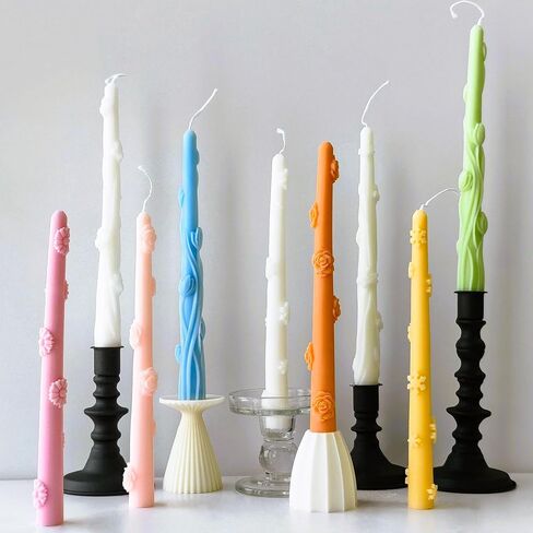 Long Cylindrical Folwer Silicone Mold, Taper Embossed Candle Mold for Soap Soy Wax DIY Handcraft, Long Classic Resin Mold Gift Wedding Party Festive Days Home Decoration (Peony) in Kuwait