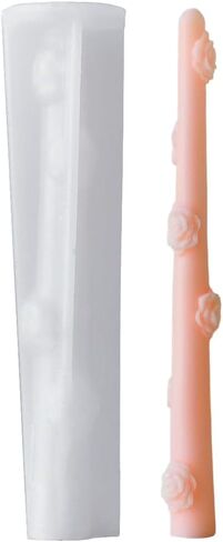 Long Cylindrical Folwer Silicone Mold, Taper Embossed Candle Mold for Soap Soy Wax DIY Handcraft, Long Classic Resin Mold Gift Wedding Party Festive Days Home Decoration (Peony) in Kuwait