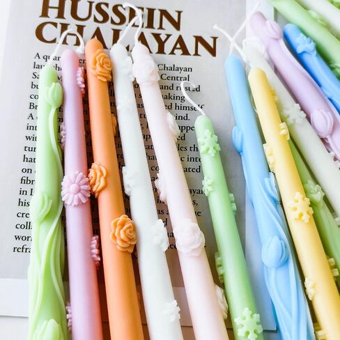 Long Cylindrical Folwer Silicone Mold, Taper Embossed Candle Mold for Soap Soy Wax DIY Handcraft, Long Classic Resin Mold Gift Wedding Party Festive Days Home Decoration (Peony) in Kuwait