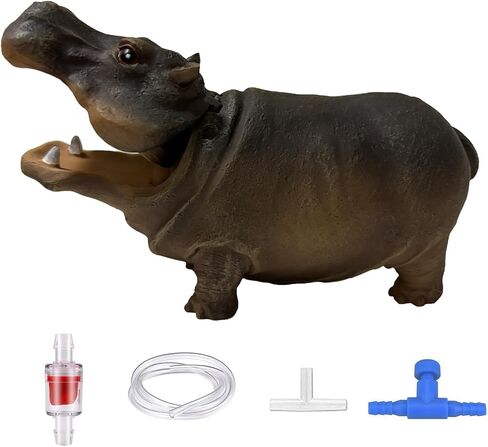 Fish Tank Bubbler Decorations Aquarium Ornament Kit with Air Stone Pump - Hippo Aquarium Decor (9.8ft Tube) in Kuwait