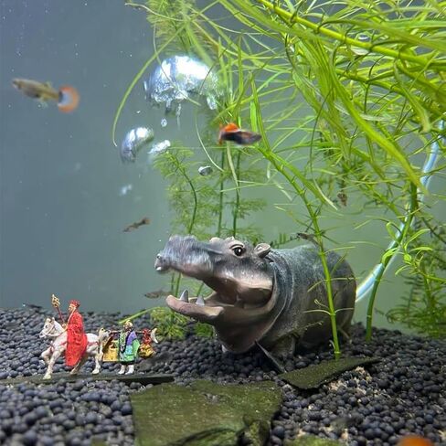 Fish Tank Bubbler Decorations Aquarium Ornament Kit with Air Stone Pump - Hippo Aquarium Decor (9.8ft Tube) in Kuwait