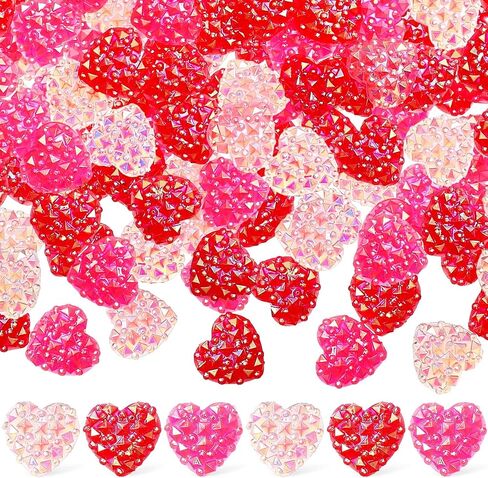 Zeyune 300 Pcs Heart Buttons Valentine Red Pink Mini Heart Shape Resin Buttons for Crafts 12mm x 12mm 3 Colors Cute Love Valentine's Day Gifts DIY(Diamond) in Kuwait