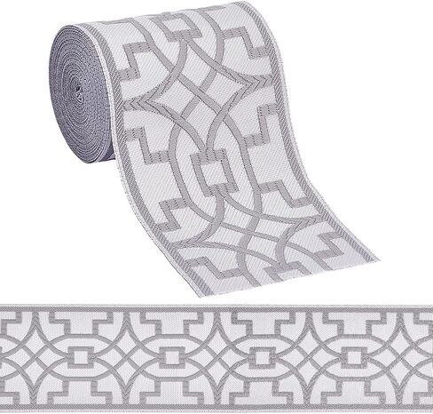 FINGERINSPIRE 5.5 Yards Geometric Jacquard Ribbon 3-1/4" Wide Polyester Embroidery Curtain Trim Tape Light Brown Embroidered Drapery Trim Jacquard Ribbon for Your Drapes Curtains Banding Trim Tape in Saudi Arabia