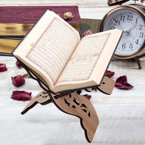 Quran Book Stand Quran Holder Stand Wooden Foldable Book Holder Bible Display Stand with Intricate Carvings for Bible Quran Eid Mubarak Ornament for Church and Chapel Prayer Book Stand A in Kuwait