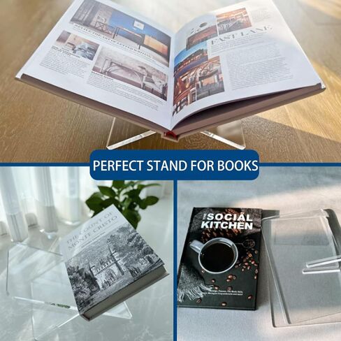 Acrylic Book Stand Large Open Display for Cookbook Art Bible Easel Magazine Textbooks Clear Stands Guest Coffee Table Reading Transparency Holder Kitchen Home Decor 7.5*4.5*4.5 inches (7.5*4*4) in Saudi Arabia