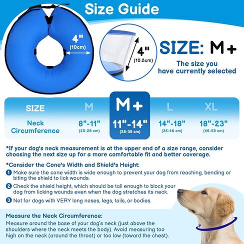 BARKLESS Donut Cone for Large Dogs, Protective Collar After Surgery to Stop Licking, Blow up Dog Surgery Collar with Transparent Shield, Inflatable Pillow Cone for Labrador, Rottweiler in Kuwait