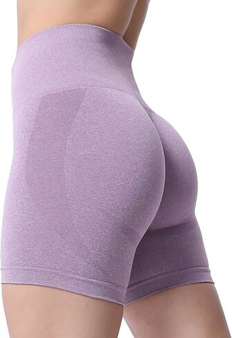 شورت Aoxjox Contour بدون خياطة للنساء شورت عالي الخصر للتمرين في صالة الألعاب الرياضية شورت غنيمة للجري واليوجا 5 بوصة in Kuwait