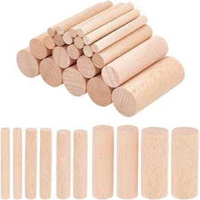 NBEADS 50 Pcs 5 Sizes Wooden Small Cylinder, 3.94x0.24-0.79 Inch Unfinished Beech Wood Craft Sticks for DIY Crafts Painting Home and Garden Decoration in Kuwait