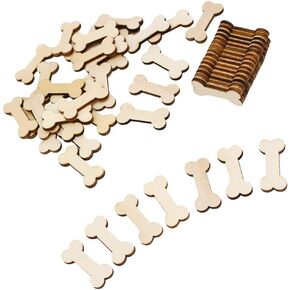 100pcs عظام الكلاب الخشبية سهلة غير مكتملة حرفة خشبية جاهزة للطلاء أو تزيين أفضل للعلامات والأقراط والزفاف وتقويم عيد ميلاد العائلة واللوحة والمجوهرات و DIY مشاريع