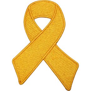 Childhood Cancer Awareness Patch Gold Embroidered Iron on Sew on Patch Badge for Clothes etc.9x6cm