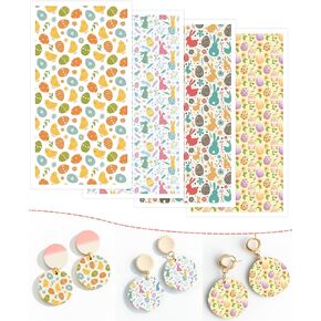 Puocaon Easter Clay Transfer Paper - 20 PCS ملونة من ورق النقل البوليمر البوليمر ، ورقة نقل الطين الزهرة الساطعة ، ورق نقل الطين البوليمر لأقراط المجوهرات.