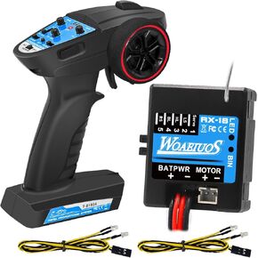 2 in 1 ESC & Receiver with 3CH 2.4G RC Transmitter ESC Remote Controller Receiver Combo Specially Designed for Axial SCX24 RC Car