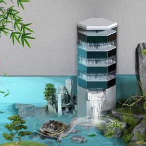 Turtle Filter Aquarium Filter Multiple Filtration Sponges Cartridges Waterfall Flow for Reptiles Tank Fish Tank Shrimp Frog Crab Aquarium Tank (Filter 22)