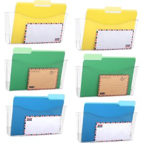 COSYAWN 3 Pack Mesh Wall Mounted File Holder, Metal Hanging Wall Paper Folder Organizers, Single Wall Pockets for Home and Office Gold