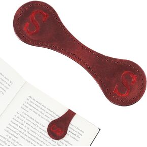 Zkptops Personalized Magnetic Leather Bookmarks Custom Engraved Letter Book Mark for Women Men Cute Handmade Initial Magnet Bookmark Clips Gift Unique Book Accessories for Reader Book Lover (Red J)