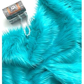 Bianna Turquoise Teal Blue Faux Fur Fabric, 60 inches Wide Options, American Seller, Luxury Shag Shaggy Material for Crafting, Sewing, Costumes, Fursuits, Grey Home Decor (8x8 inches)
