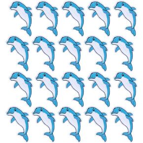 20Pcs Clothes Stickers, Dolphins Pattern Clothing Embroidery Patch DIY Hand Made Sewing Embroidery Cloth Sticker Applique Craft Accessories for Coat T Shirt Skirt Jeans Jacket Bag Hat