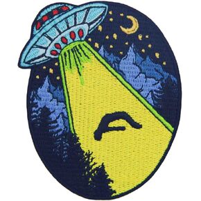 UFO Loser Collector Get in X File Patch Alien Badge Embroidered Biker Applique Iron On Sew On Emblem, Oval