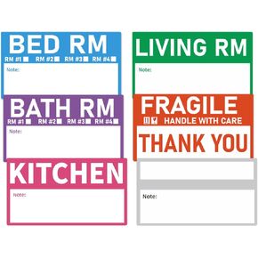 Starboling Moving Labels,2'' x 3.6'' Removable Waterproof Home Moving Box Packing Labels,6 Designs Color-Coded Moving Stickers for Boxes + Fragile Moving Stickers + Blank Labels(300pcs Morandi