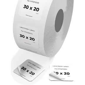 Phomemo Multi-Purpose Square Self-Adhesive Label for Phomemo M110/M110S/M120/M200/M220 Label Printer,1.18"x0.79", 320 Labels/1 Roll, Black on White, for Business, Kitchen, Office, Study