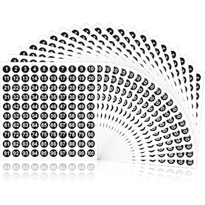 20Sheets Number Stickers 1-100,Diameter 0.39 in Numbered Stickers,Round Self-Adhesive Small Number Stickers for Classroom,Indoor,Outdoor,Storage,Organizing,Bins Toolbox,Locker