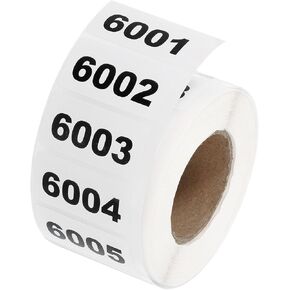 uxcell 1 Roll Inventory Number Sticker, 6001-7000 Consecutive Numbered Labels Self Adhesive Waterproof Labels Tag for Storage Classification Supplies (1.6x0.8 Inch)