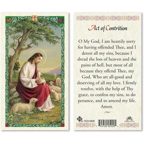 Act of Contrition The Good Shepherd. Laminated 2-Sided Holy Card (3 Cards per Order)