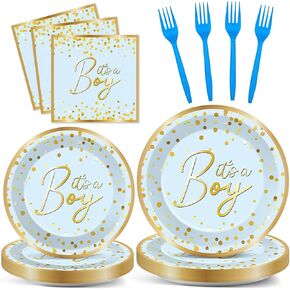 party greeting 96Pcs Baby Girl Shower Party Decorations It’s a Girl Baby Shower Paper Plates and Napkins Pink Gold Tableware Dinnerware Set for Gender Reveal Birthday Party Supplies Favors Serves 24