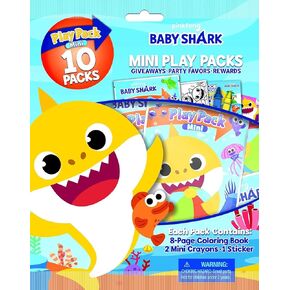 Bendon Mini Play Packs, Each with Mini Coloring Book, 2 Mini Crayons, and a Sticker,10-Pack (Baby Shark)