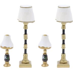 Didiseaon 2 Sets Mini Floor Lamp Miniature Floor Light Miniature Led Desk Lamp Miniature Dollhouse Floor Lamp Dollhouse Lamp Post Battery Table Lamps Tiny House Decor Wall Lamp Vintage Resin