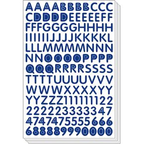 Alphabet Numbers Character Letters Stickers Peel Decorative Label (5 Sheets, Blue)
