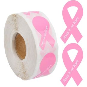 WANDIC Purple Ribbon Awareness Sticker, 500 PCS Lavender Ribbon-Shaped Stickers in Forever in Our Hearts for Alzheimer's Pancreatic Cancer Awareness