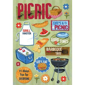 KAREN FOSTER 10888 Design Acid and Lignin Free Scrapbooking Sticker Sheet, Life's a Picnic