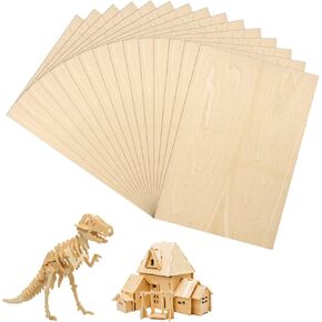 MIAHART 15 Pack 1/12 x 4 x 6 Inch Basswood Sheets, Unfinished Wood Boards Thin Wood Sheets Plywood Board for DIY Project, Crafts, Mini House Building Architectural Model Making(100x150x2MM)