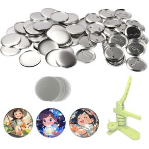 50 Sets 2.16 inch/58mm Button Pins,Button Maker Machine,Button Supplies Button Parts,Includes Metal Button Pin Back Cover, Metal Shells & Clear Film,for DIY Gifts and Christmas