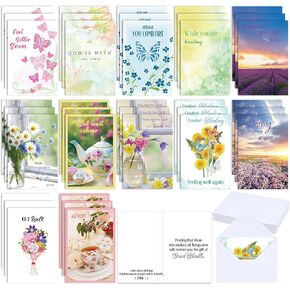 36 Sets Christian Get Well Soon Cards with Scripture Assorted Religious Bible Verse Wishing You Well Greeting Cards with Envelope(Nature Landscape)